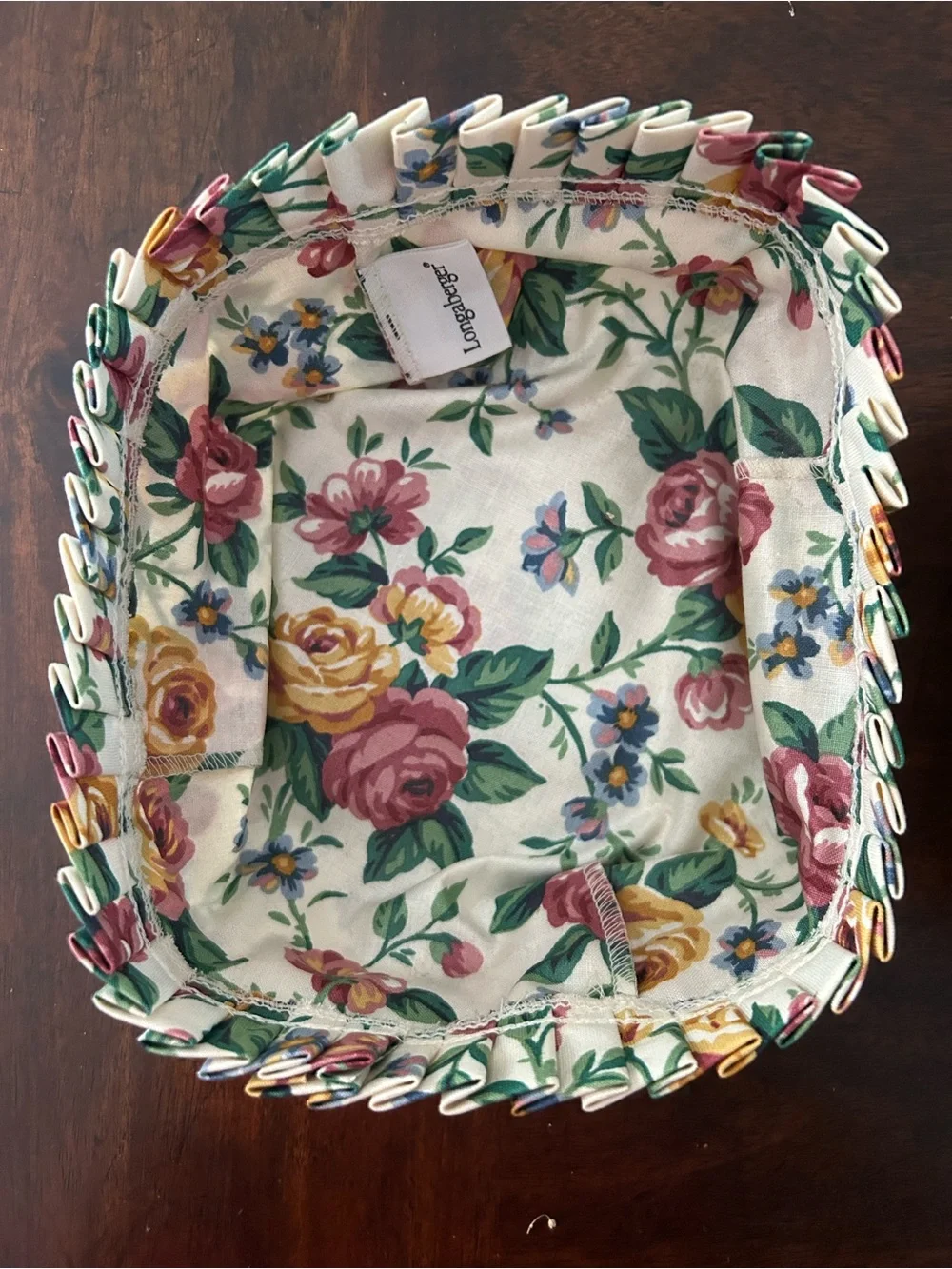 Longaberger Handwoven Basket with Floral Liner